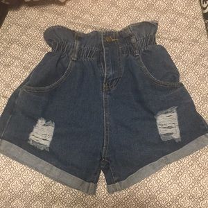 High waisted jean shorts